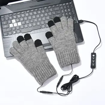 Перчатки с электрическим подогревом Нескользящие теплые USB Трикотажные перчатки Сенсорный экран Мотоцикл Езда на велосипеде Велосипедные перчатки На открытом воздухе В помещении