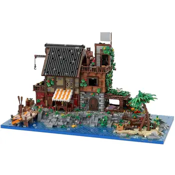 Пиратский остров с причалом, огородом, конюшней 8629 штук MOC Build