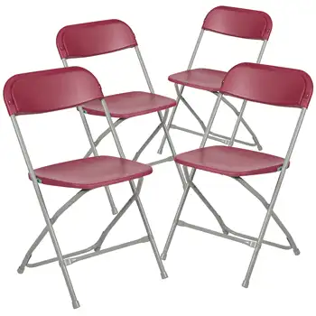 Пластиковый складной стул серии Hercules™ - красный - 4 шт. в упаковке 650 фунтов Удобный стул для мероприятий-Легкий складной стул