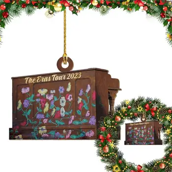 Подвесной деревянный рождественский кулон для пианино с принтом цветочных украшений для рождественской елки Винтажный домашний декор Музыкальное украшение