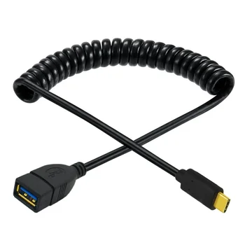  Позолоченный USB 3.0 A Гнездо на USB-C C-Type Кабель Спиральная пружина 1,5 м