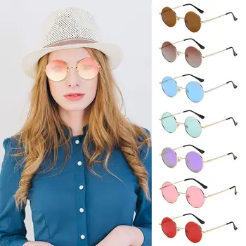  Поляризованные маленькие круглые солнцезащитные очки Модные красочные металлические солнцезащитные очки Hippie Circle UV400 Защита Панк Оттенки для мужчин и женщин