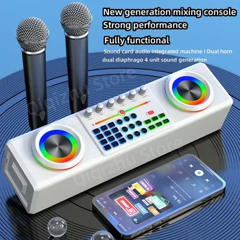  Портативная живая звуковая карта Оборудование Поющий Bluetooth-динамик Громкий Voice Changer Семейный беспроводной микрофон Караоке Аудио