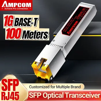 Приемопередатчик AMPCOM 1.25G SFP-T в RJ45 SFP, модуль Ethernet Copper 1000BASE-T SFP для Cisco Mikrotik Fortinet, Netgear и других