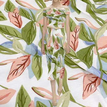  Приятные для кожи и мягкие большие цветы Бамбуковая льняная ткань Очаровательная ее платье Cheongsam Хлопок Хлопок Льняные ткани для одежды