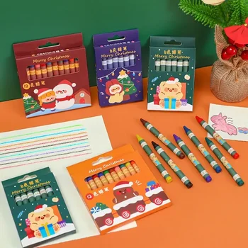 Рождественский набор цветных карандашей Детские цветные карандаши Граффити Рисование ручкой Принадлежности для рисования маслом Палочка для рисования Канцелярские принадлежности Школьные принадлежности