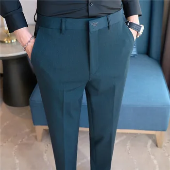 Роскошные мужские брюки с вышивкой Корейская мода Повседневная деловая одежда Брюки Slim Fit Office Social Wedding Брюки 2023