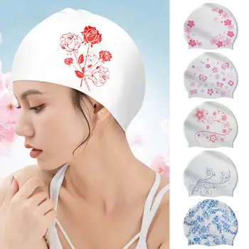 Силиконовая шапочка для плавания Замена водонепроницаемый тюрбан для купания Прочные ультратонкие шапочки для душа Женщины