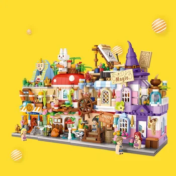 Сказка Вид на улицу Мини-блок Египет Археология Миф Волшебный пиратский гриб Дом Парк развлечений Кирпичная игрушка для подарков