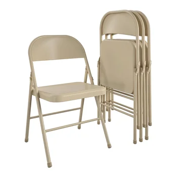 Складной стул из стали (4 шт.), бежевый