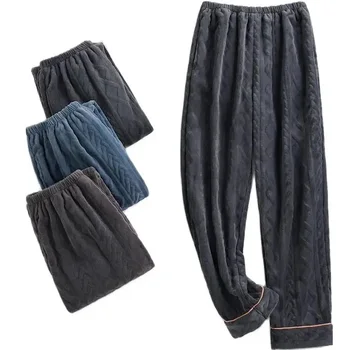 Толстая фланелевая пижама Брюки для сна Осень-зима Мужские брюки для сна Мужские пижамные штаны Теплые коралловые бархатные брюки для сна Пижамные брюки