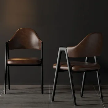  Уникальные винтажные обеденные стулья Черный металл Защита ножек Обеденные стулья для гостиной Дешевая мода Silla Раздвижная мебель для интерьера