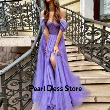 Фиолетовое блестящее платье для вечеринки, подходящее для бальной серии A Бальное платье Платье подружки невесты Дубай Роскошное вечернее платье с плечом