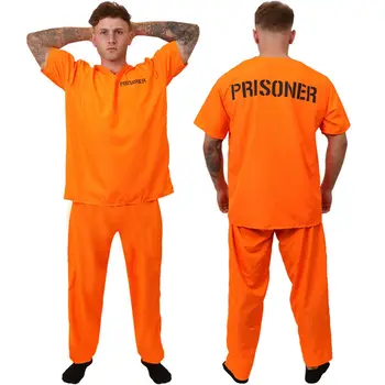 Хэллоуин Оранжевый Костюм Заключенного Взрослый Заключённый Костюм Для Мужчин Оранжевый Заключённый Комбинезон Тюремная Птица Костюм Тюремный Комбинезон Костюм